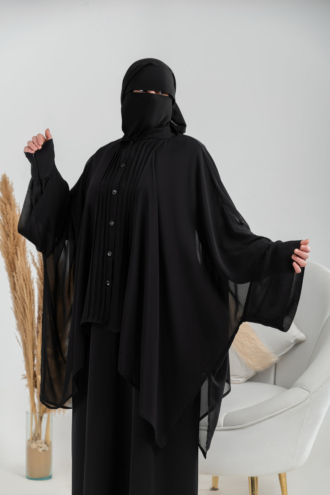 Chiffon blouse with draped back