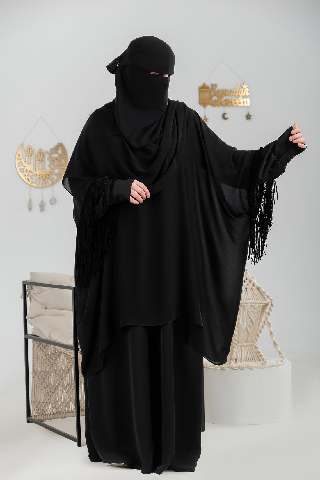 Chiffon Kimono with Tassel Sleeves