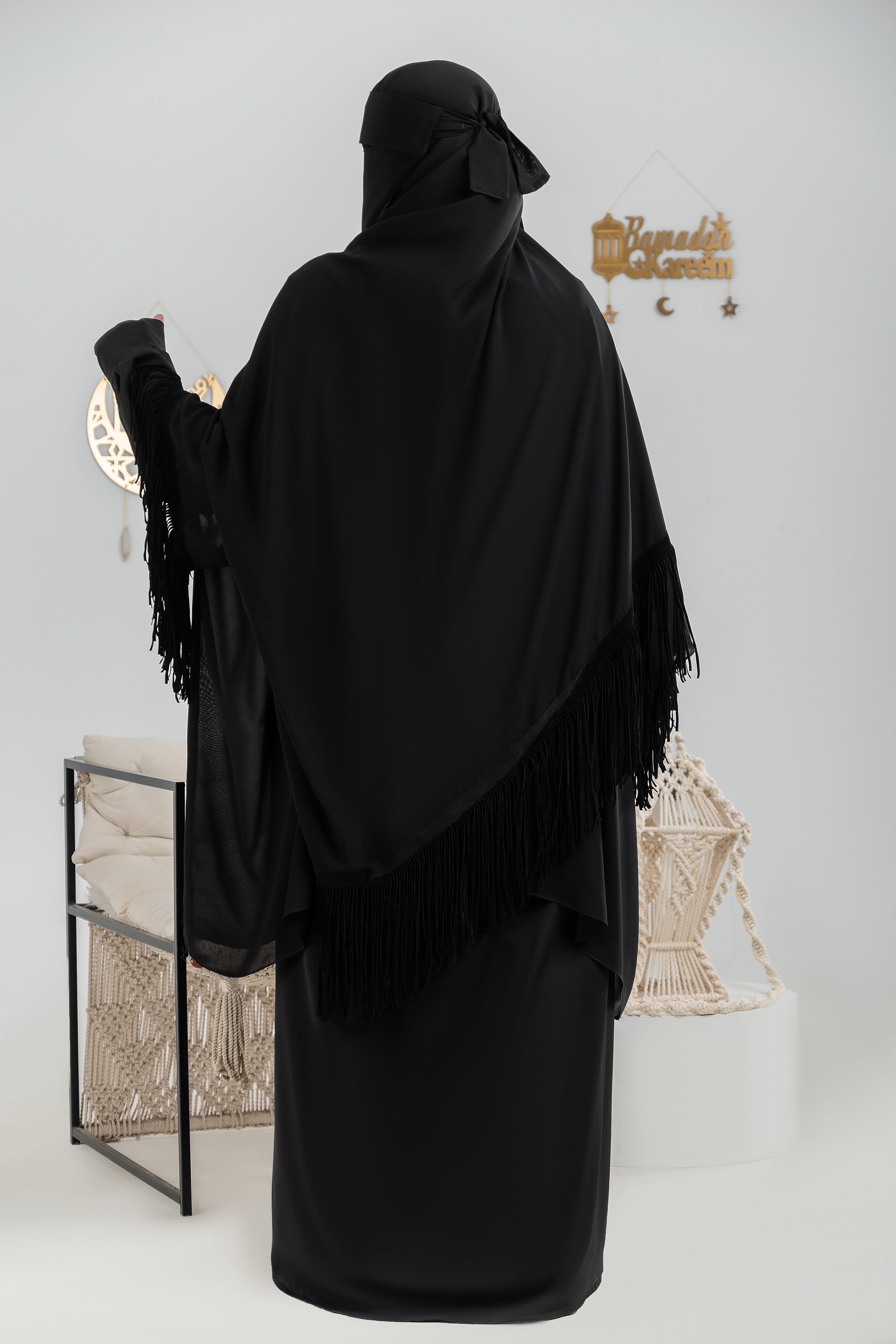 Chiffon Kimono with Tassel Sleeves