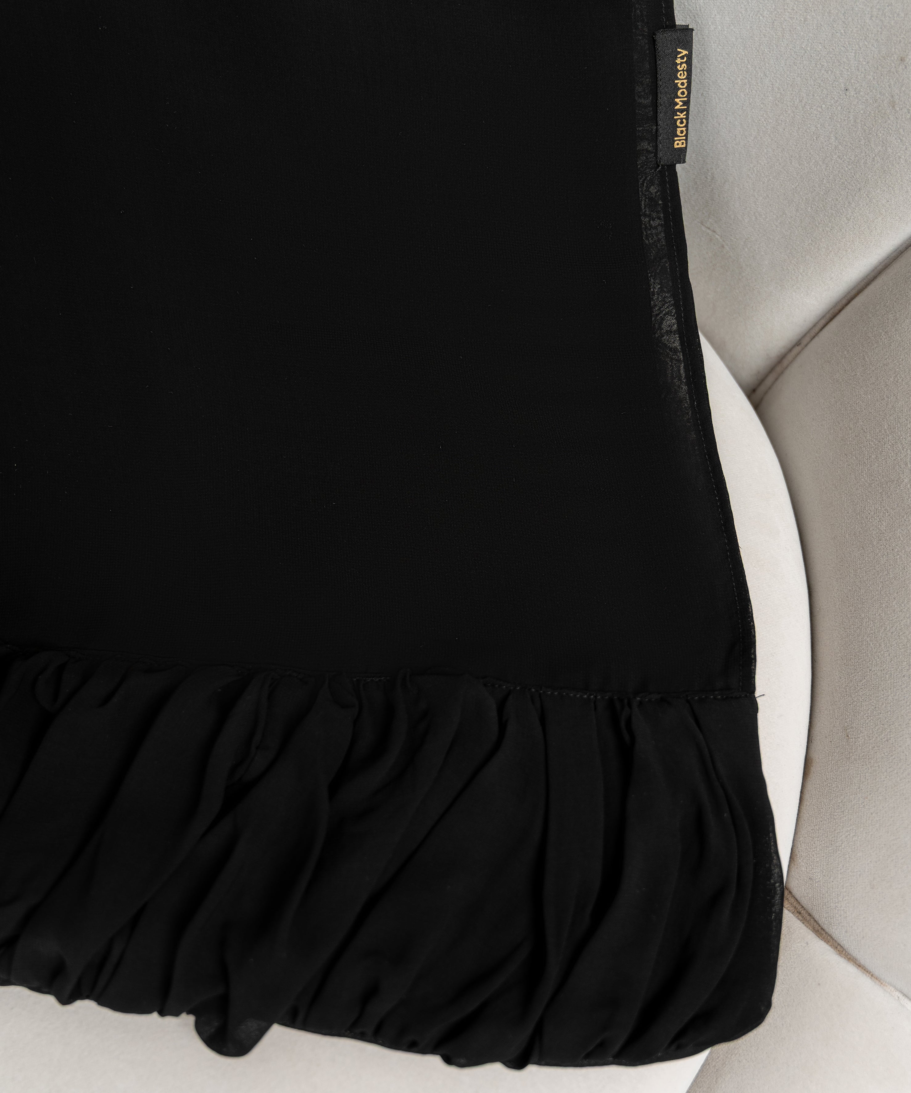 Rectangular Hijab with Draped Chiffon Edge