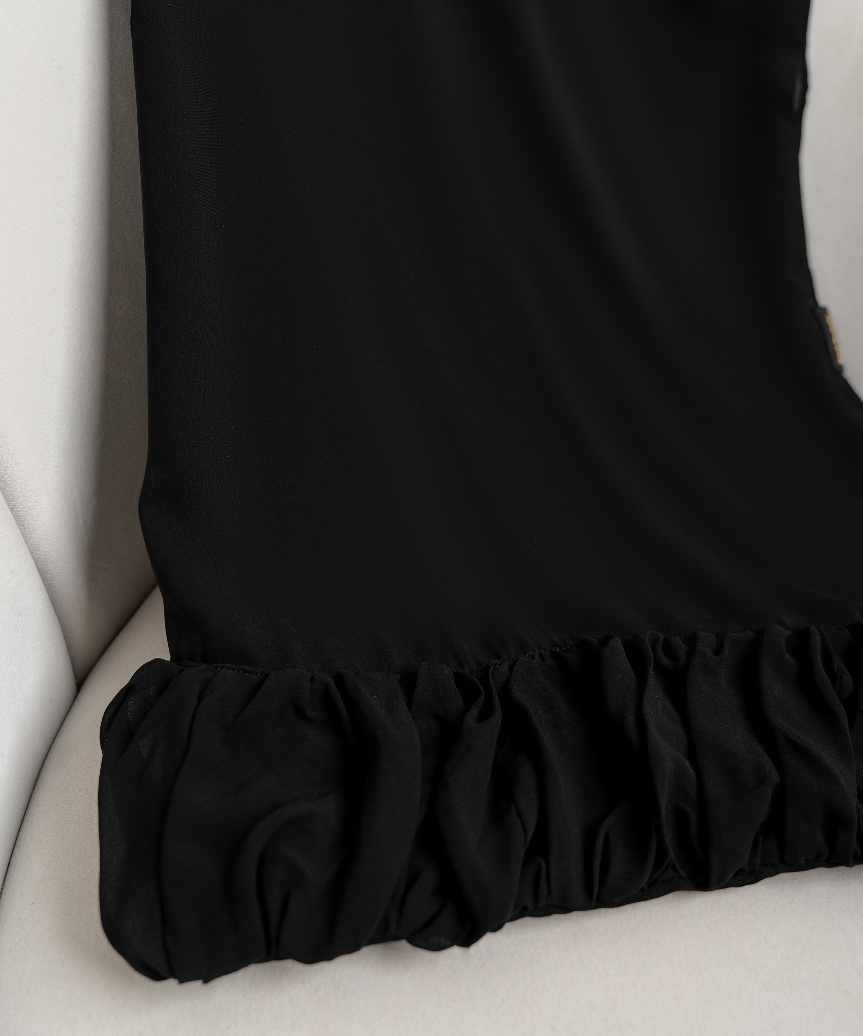 Rectangular Hijab with Draped Chiffon Edge