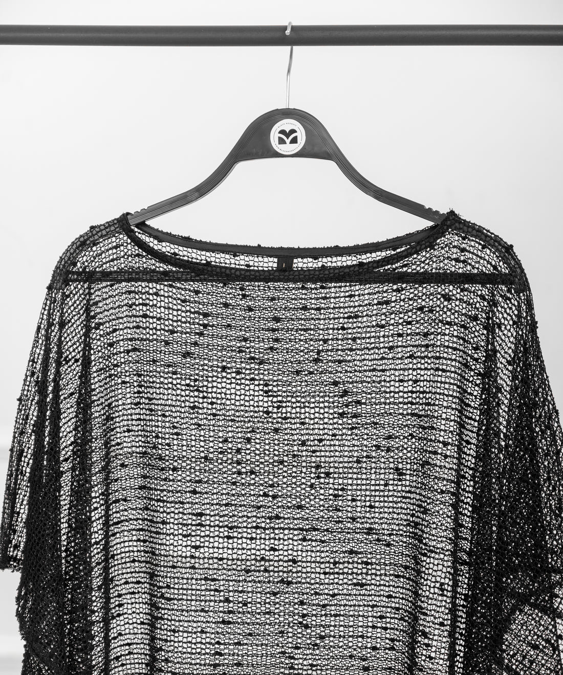 Shoulder Cape with Mesh Fabric and Velvet Dots