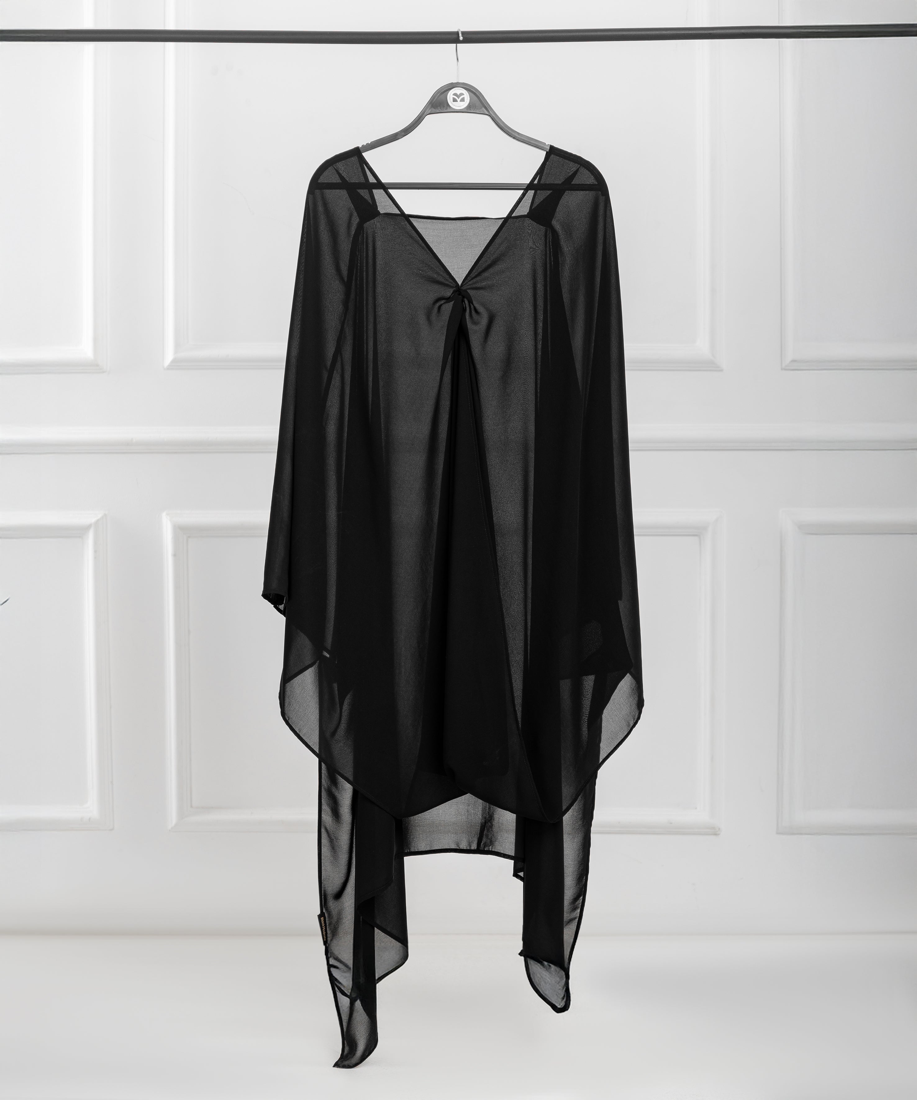Cross-Front Chiffon Shoulder Cape with Delicate Chest Ruching
