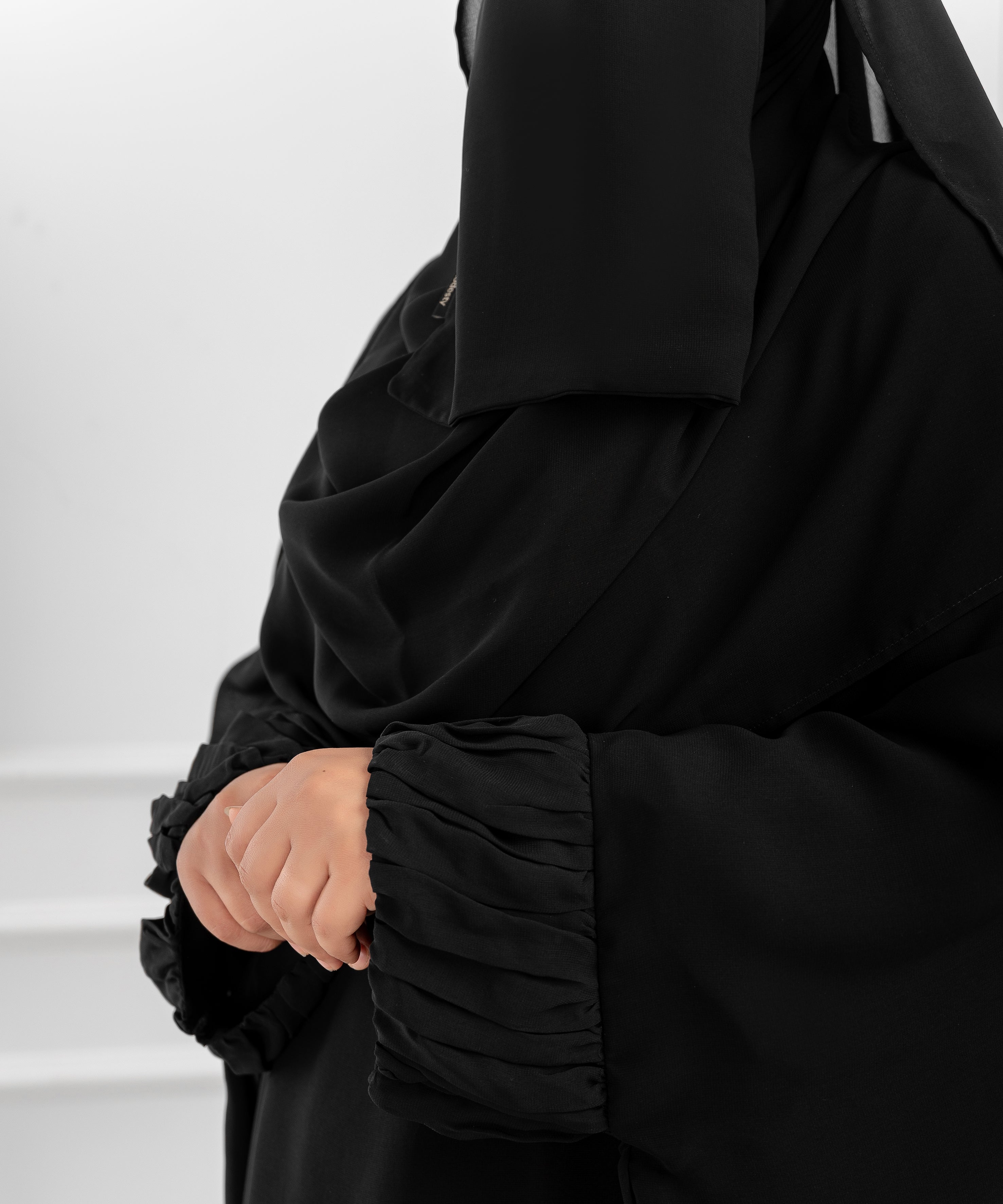 Chiffon Shoulder Cape with Draped Cuffs