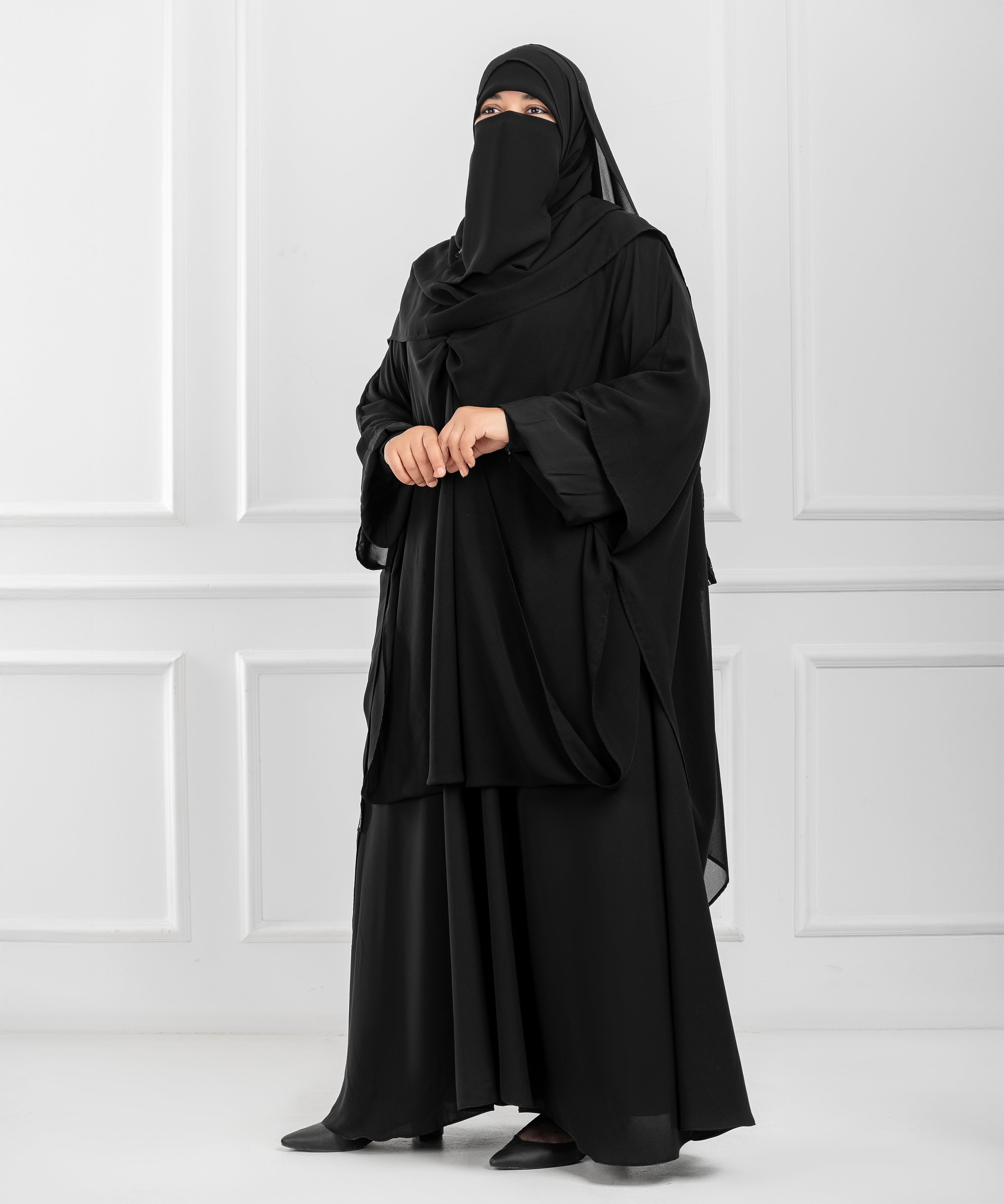 Cross-Front Chiffon Shoulder Cape with Delicate Chest Ruching