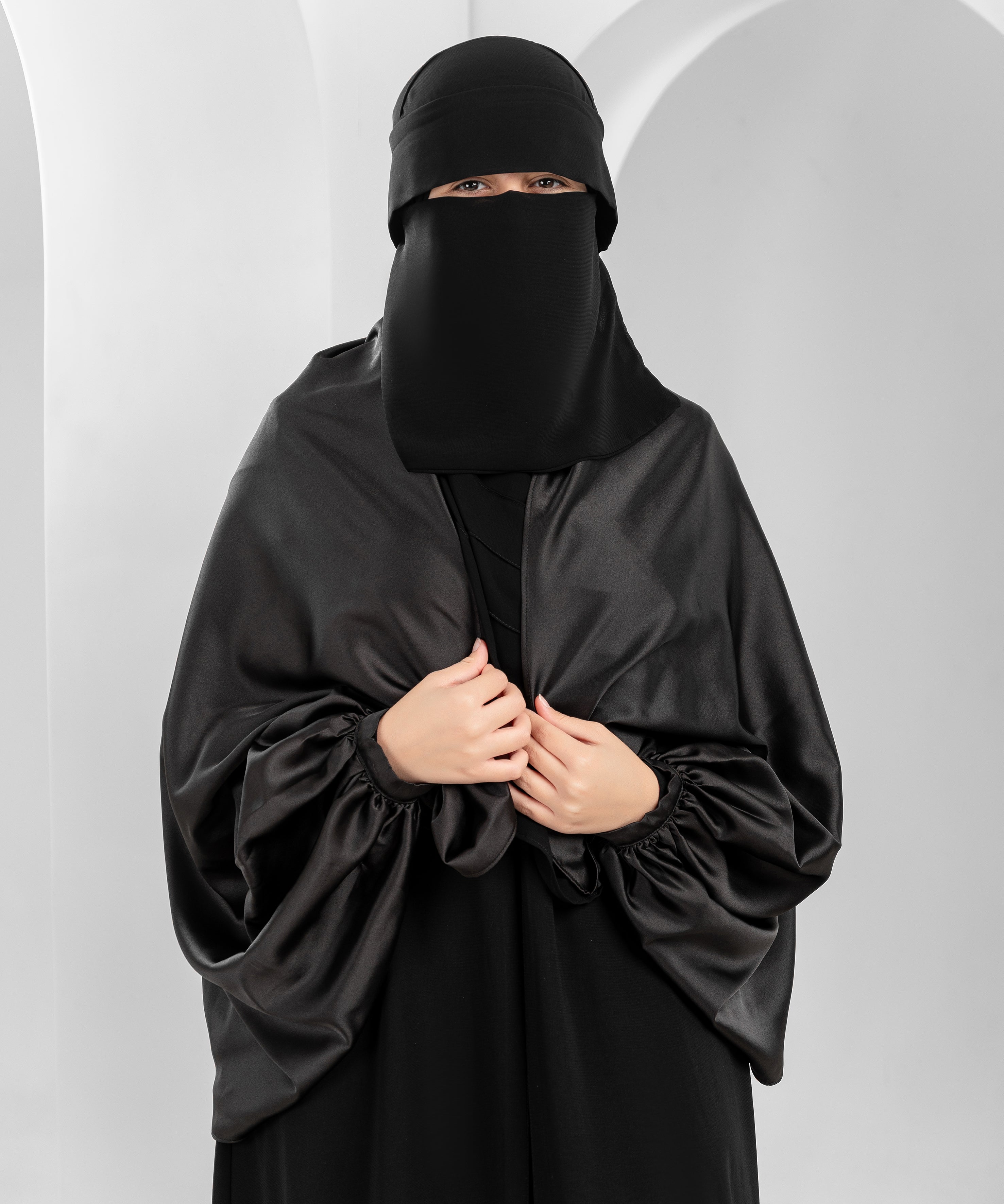 Black Satin Shoulder Cape