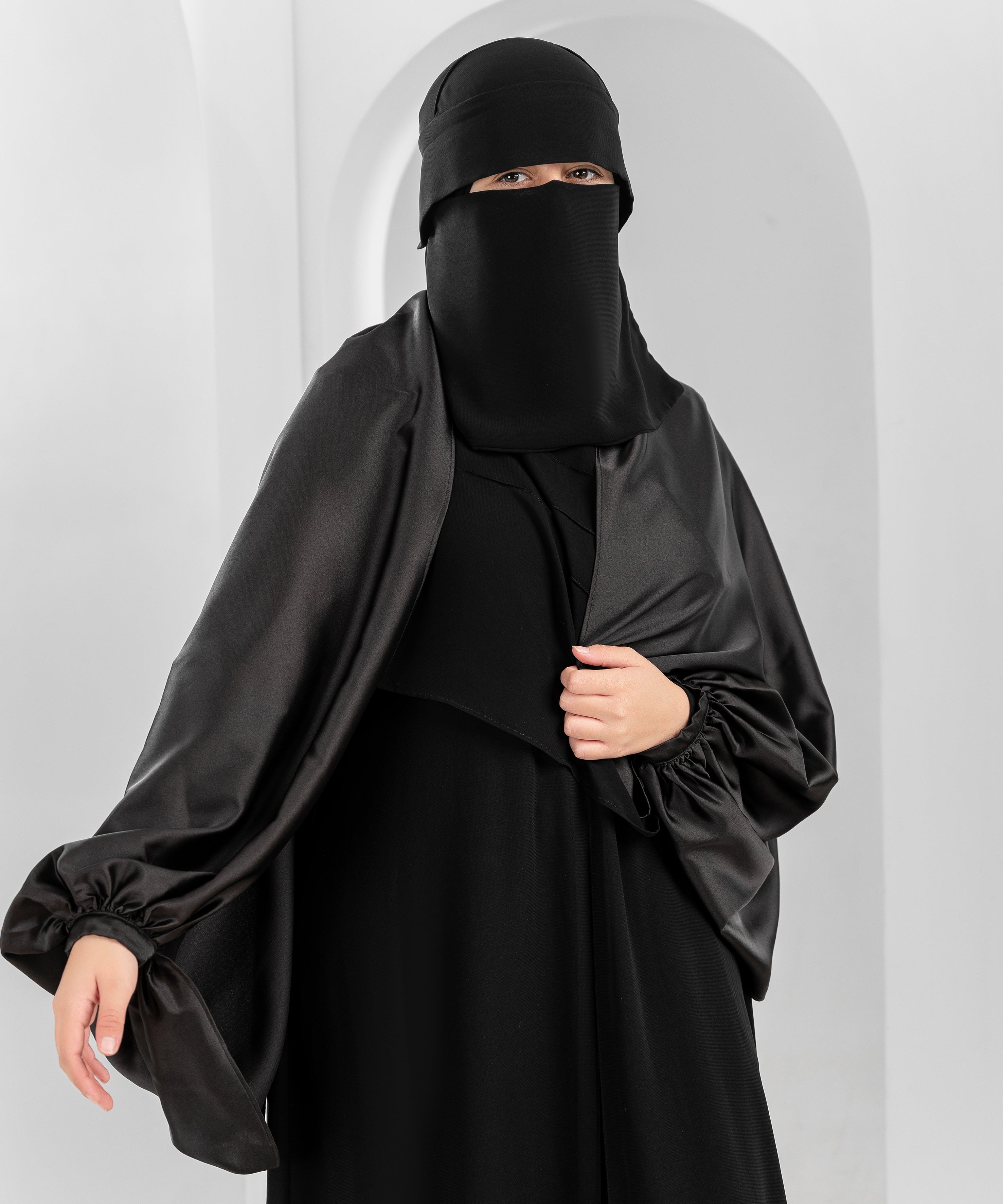 Black Satin Shoulder Cape