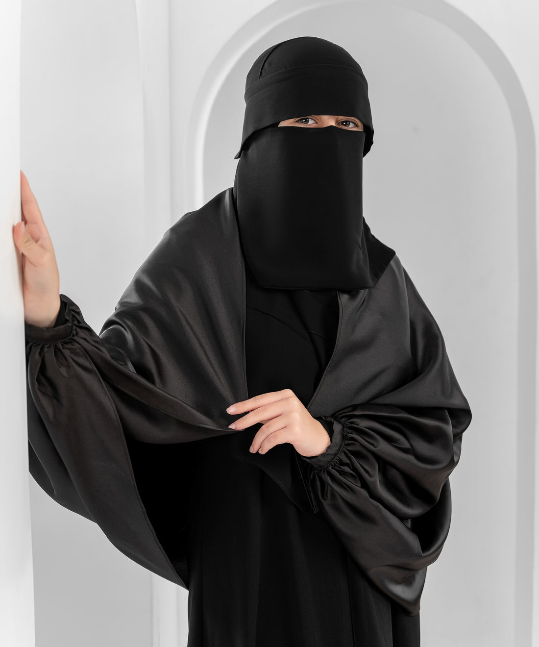 Black Satin Shoulder Cape