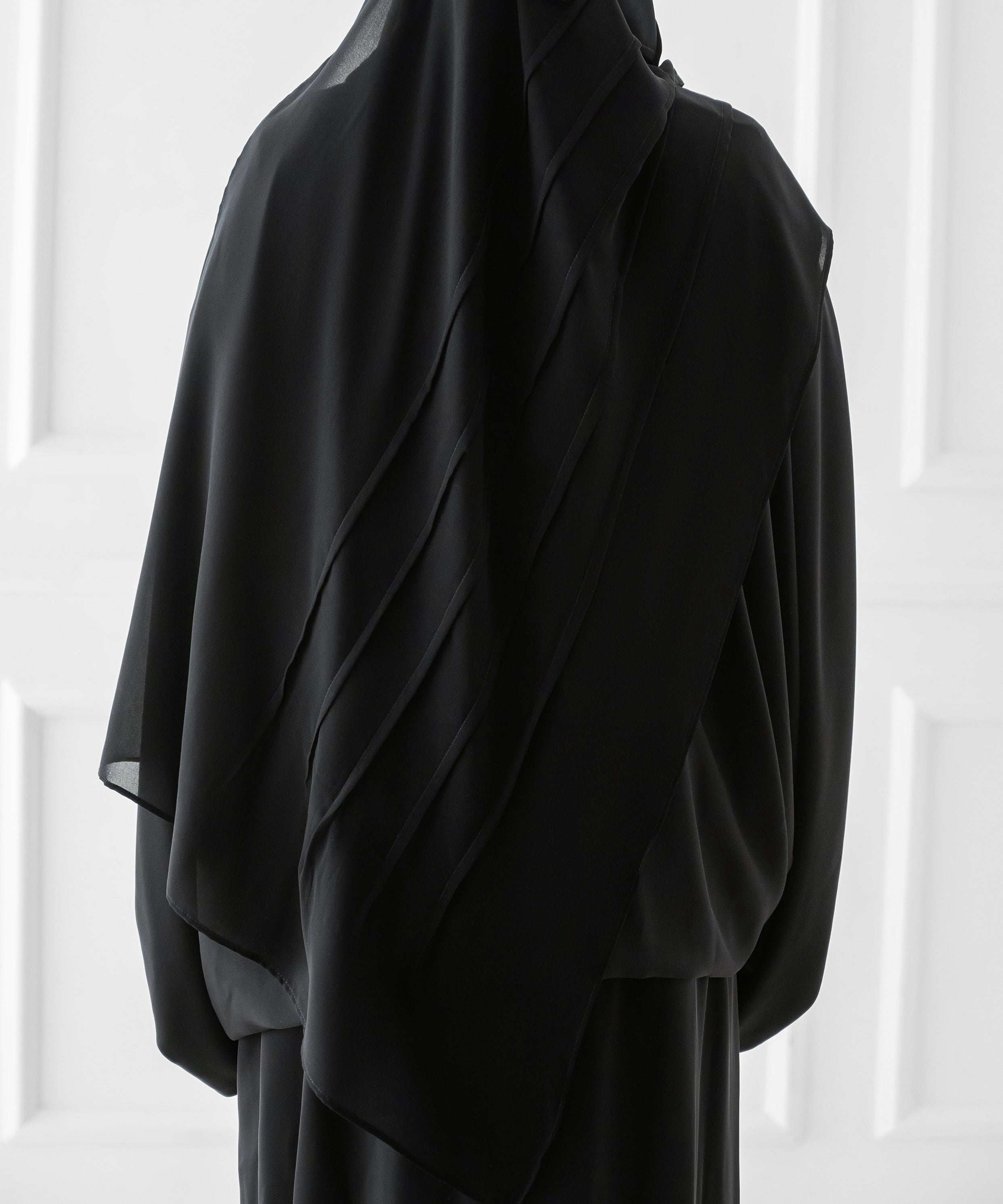Rectangular Hijab with Wide Vertical Pleats