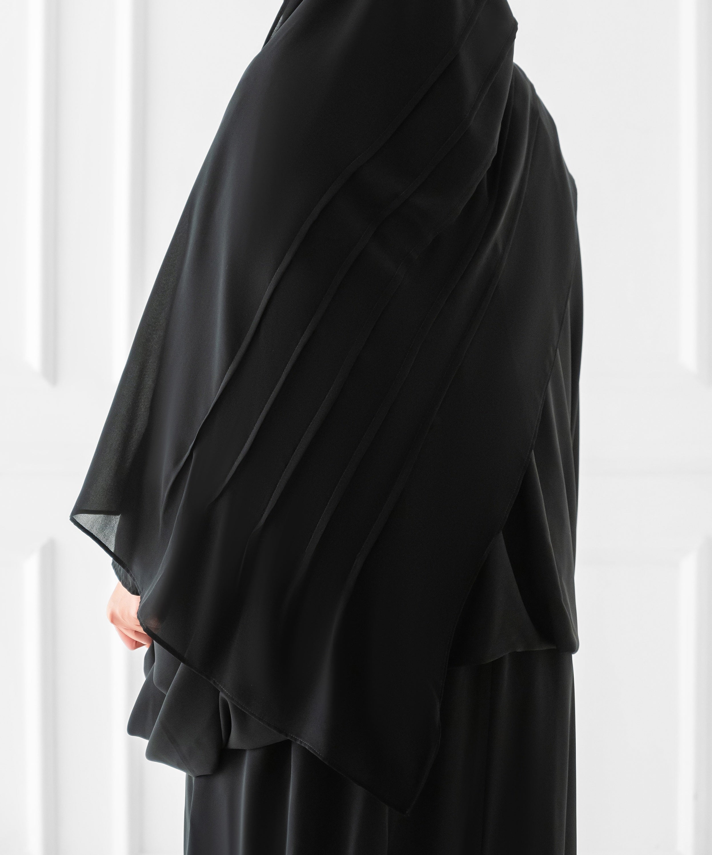Rectangular Hijab with Wide Vertical Pleats