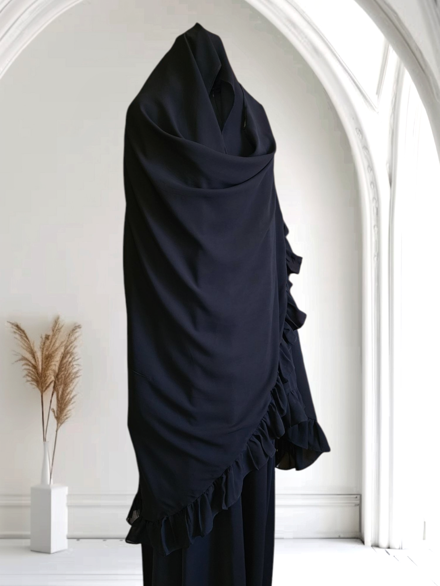 Luxury Silk Chiffon Round hijab with Ruffles at the ends