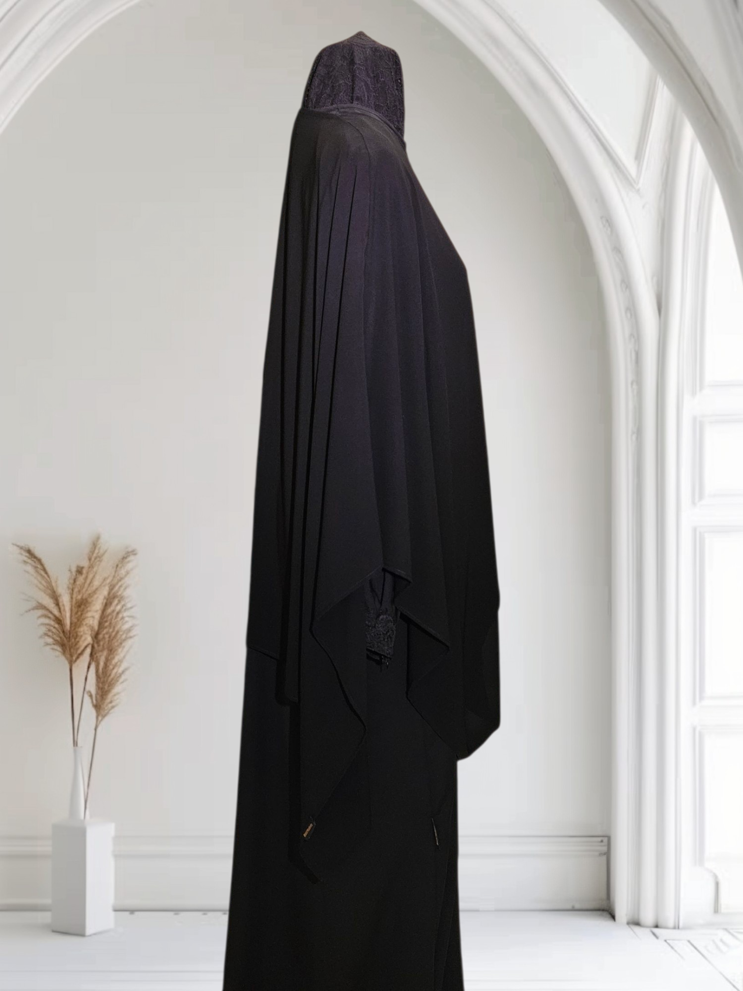 Shoulder Cape in Chiffon with Attached Scarf