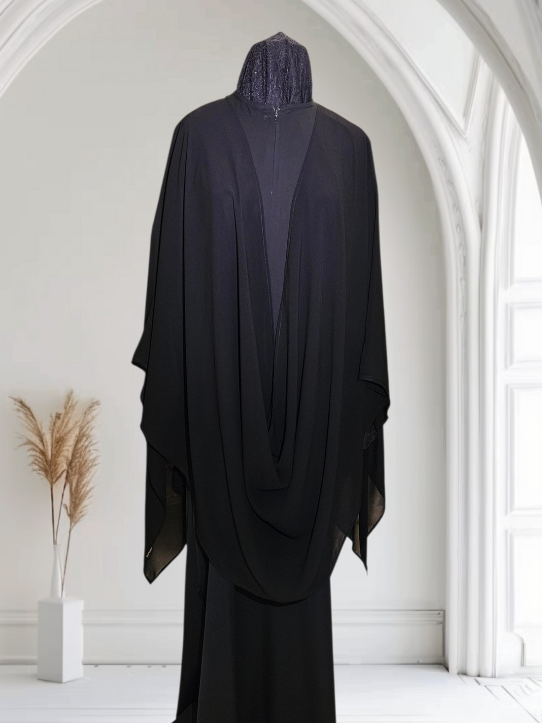 Shoulder Cape in Chiffon with Attached Scarf