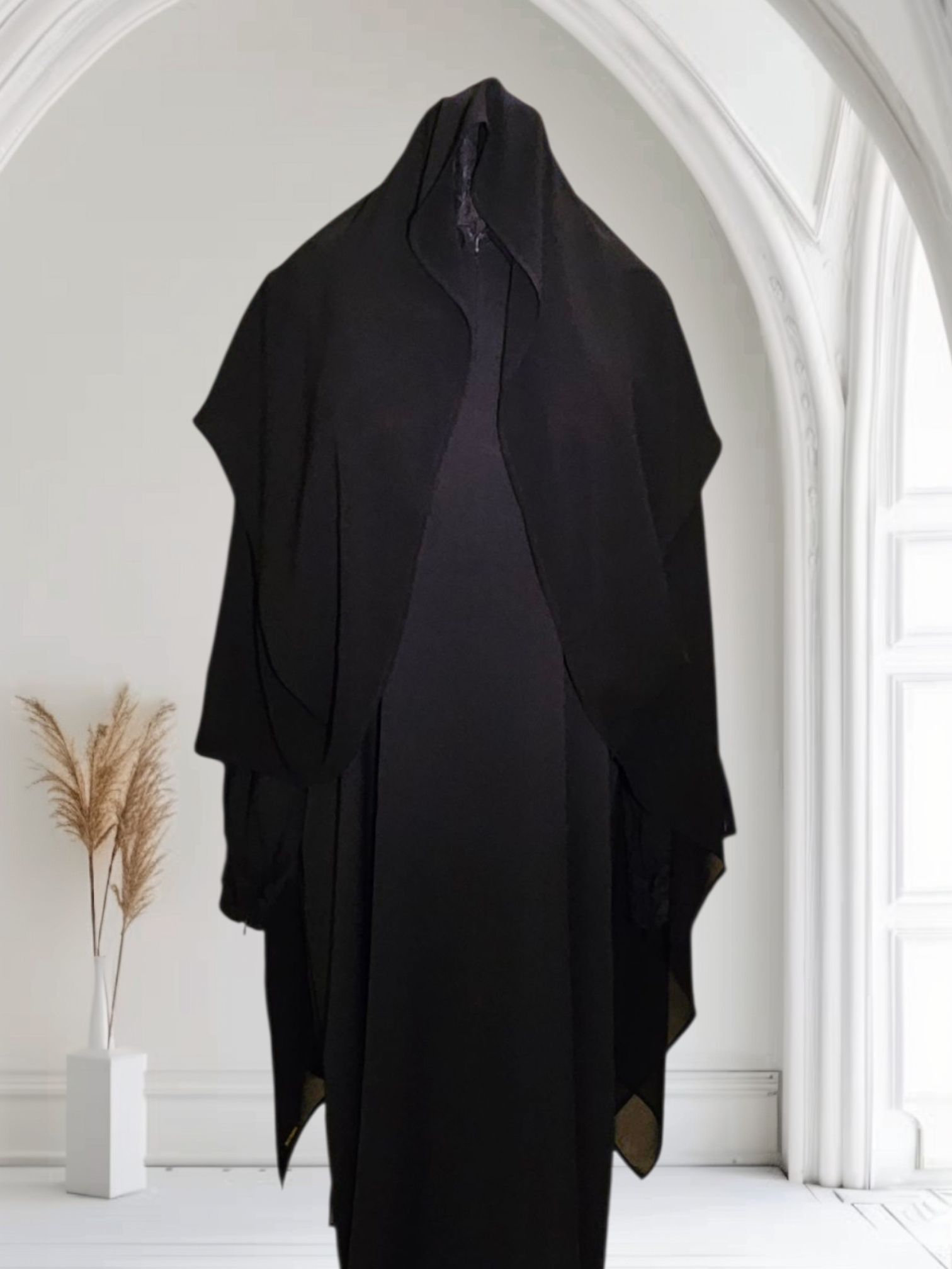 Shoulder Cape in Chiffon with Attached Scarf
