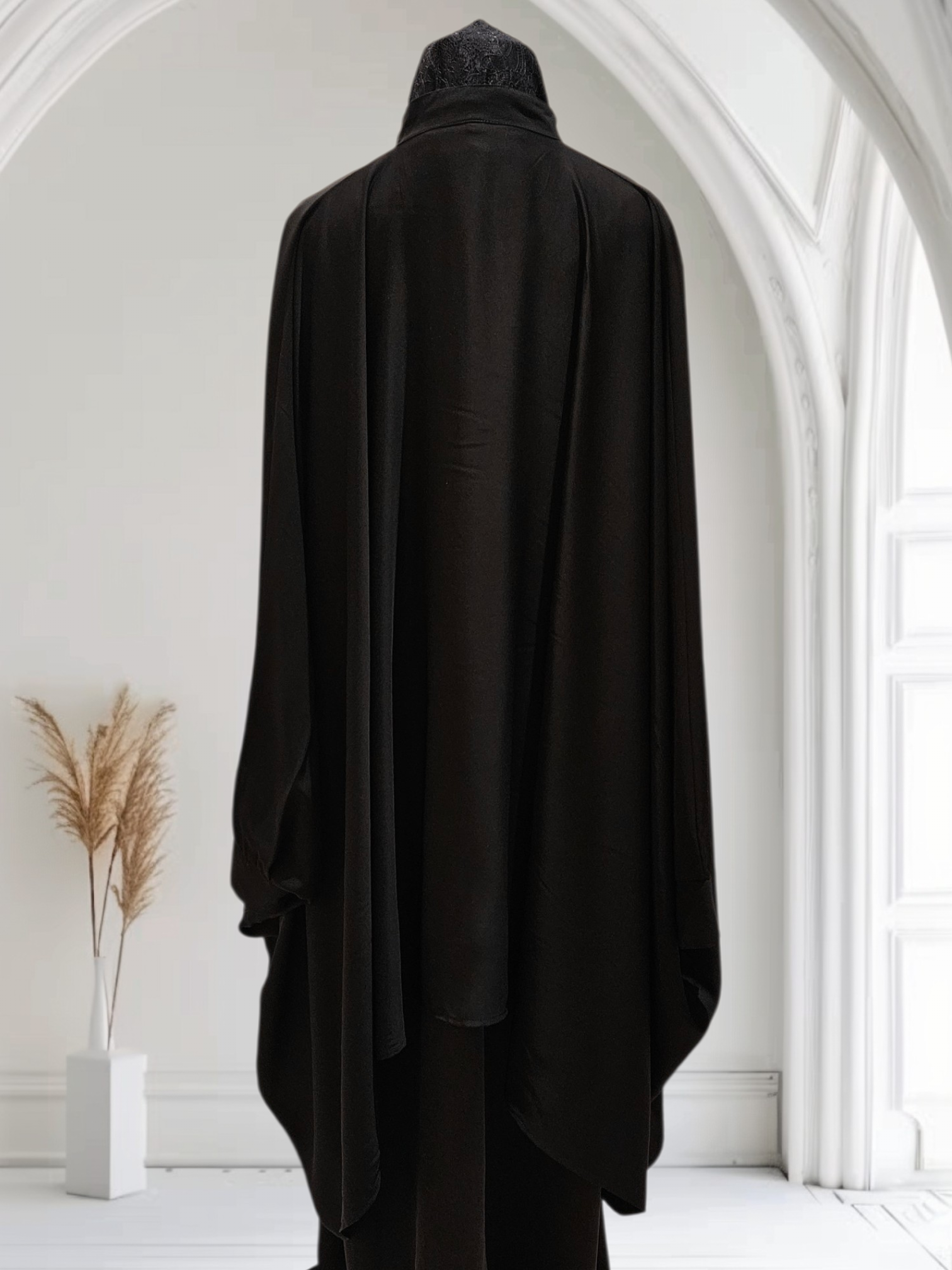 Oversized Silk Cape Shirt with Front Zipper