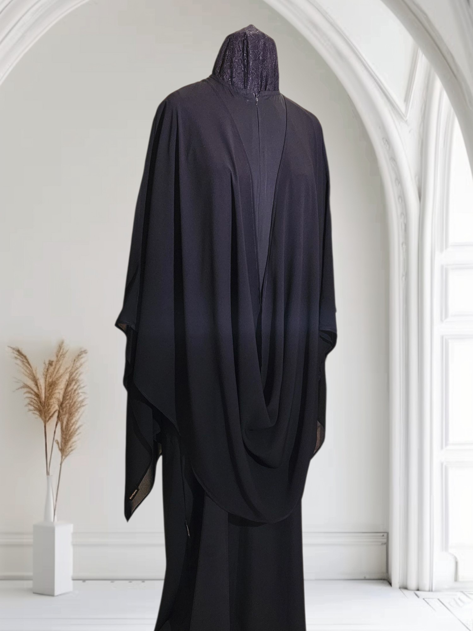 Shoulder Cape in Chiffon with Attached Scarf