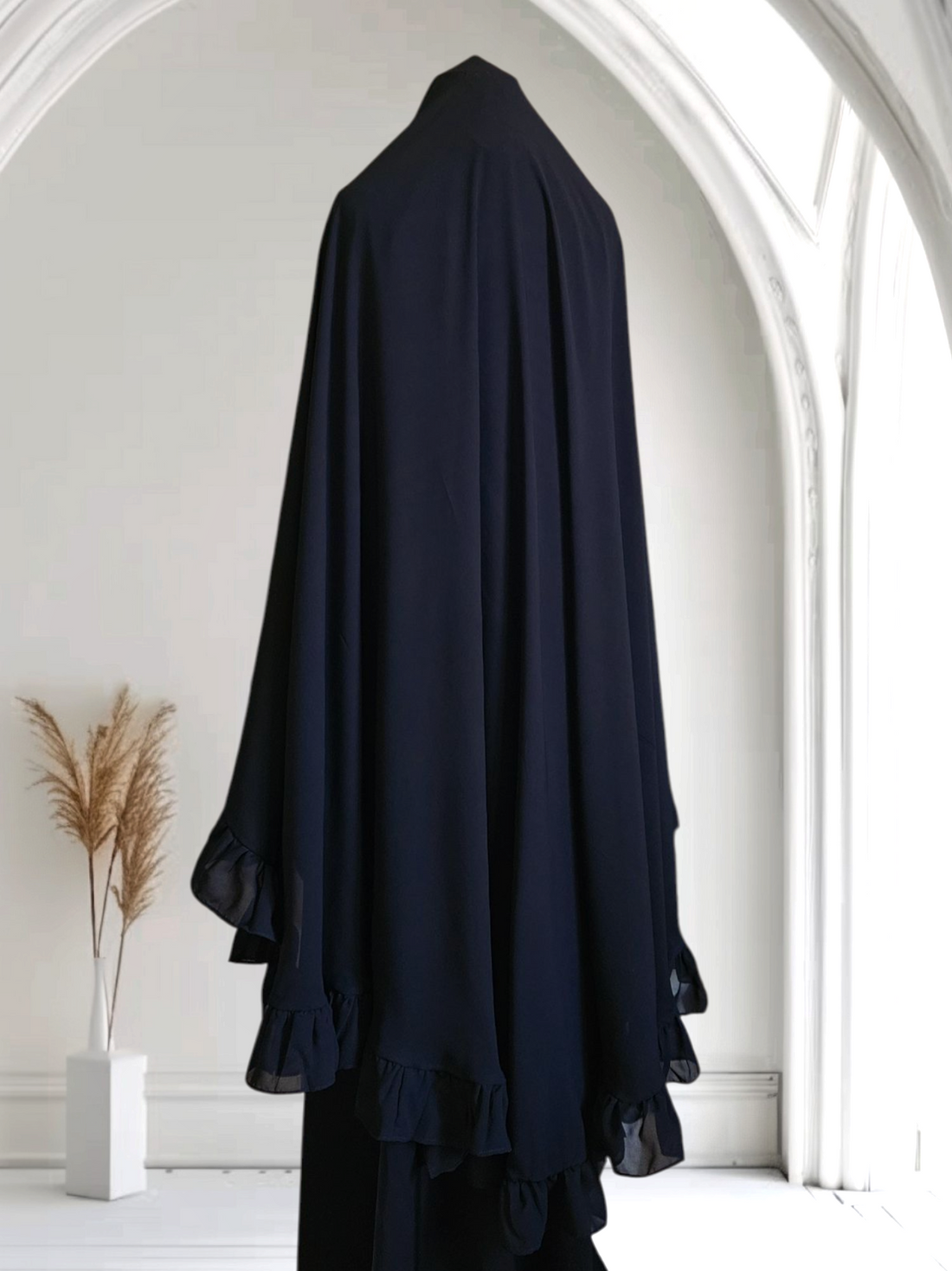 Luxury Silk Chiffon Round hijab with Ruffles at the ends