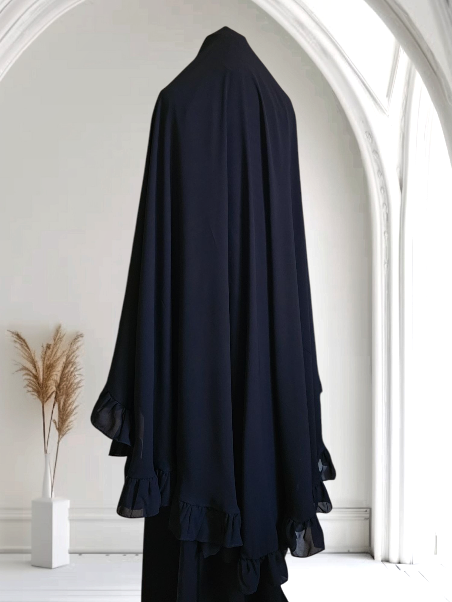 Luxury Silk Chiffon Round hijab with Ruffles at the ends