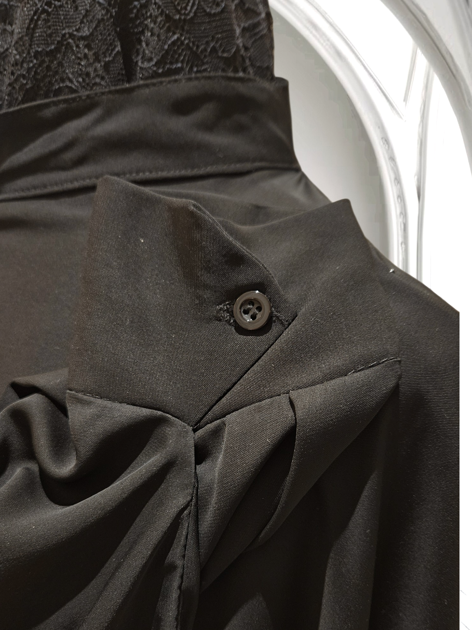 Oversized Silk Cape Shirt with Front Zipper