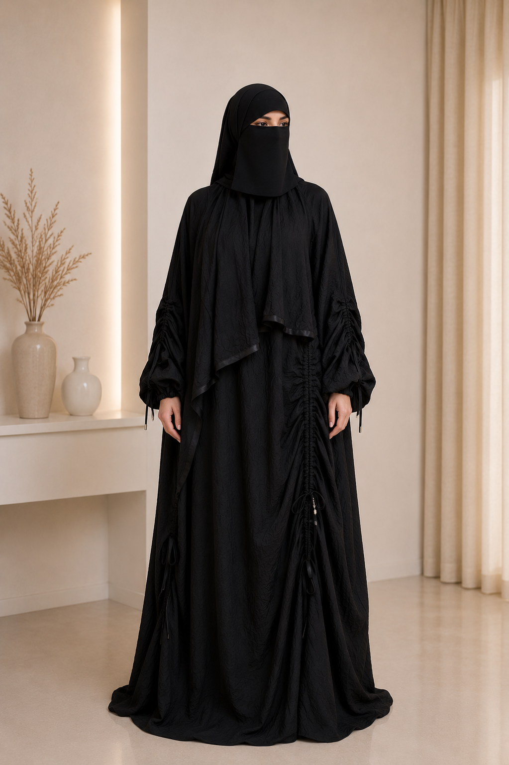 🖤 Isdal Ridaa – Premium Black Abaya & Jilbab Set with Matching Khimar
