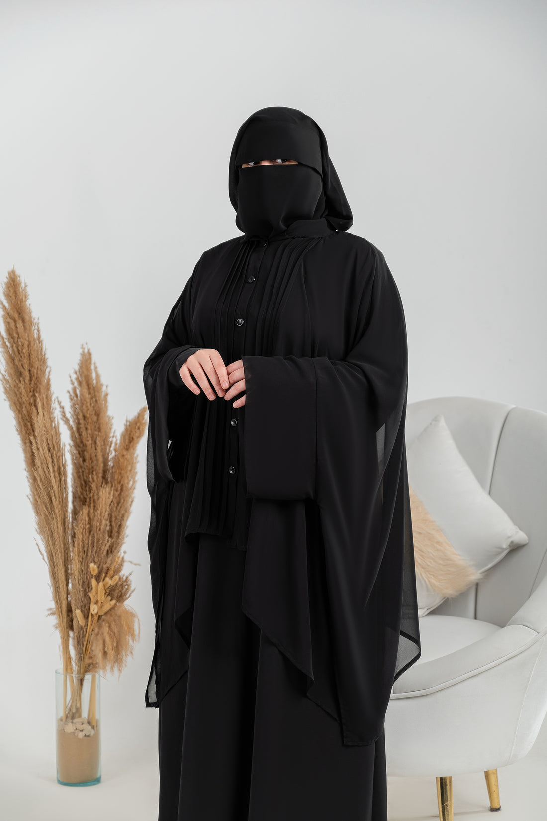 Chiffon blouse with draped back