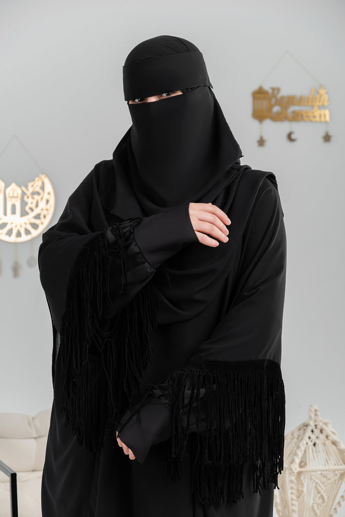 Chiffon Kimono with Tassel Sleeves