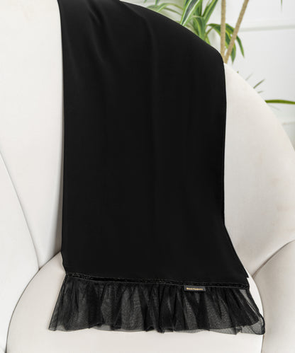 Rectangular Hijab with Tulle and Glitter Ribbon