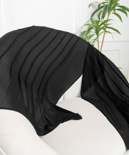 Rectangular Hijab with Wide Vertical Pleats