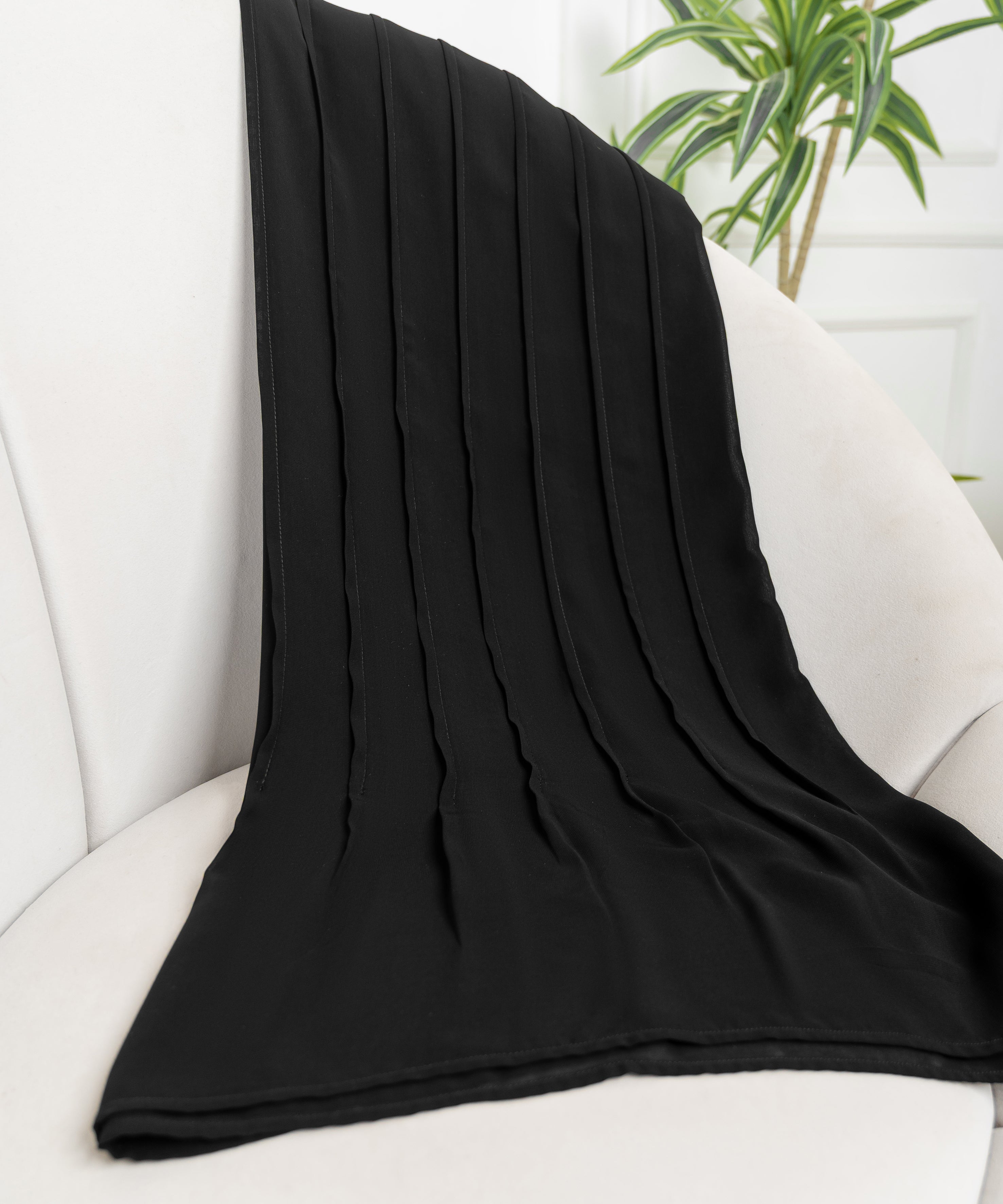 Rectangular Hijab with Wide Vertical Pleats