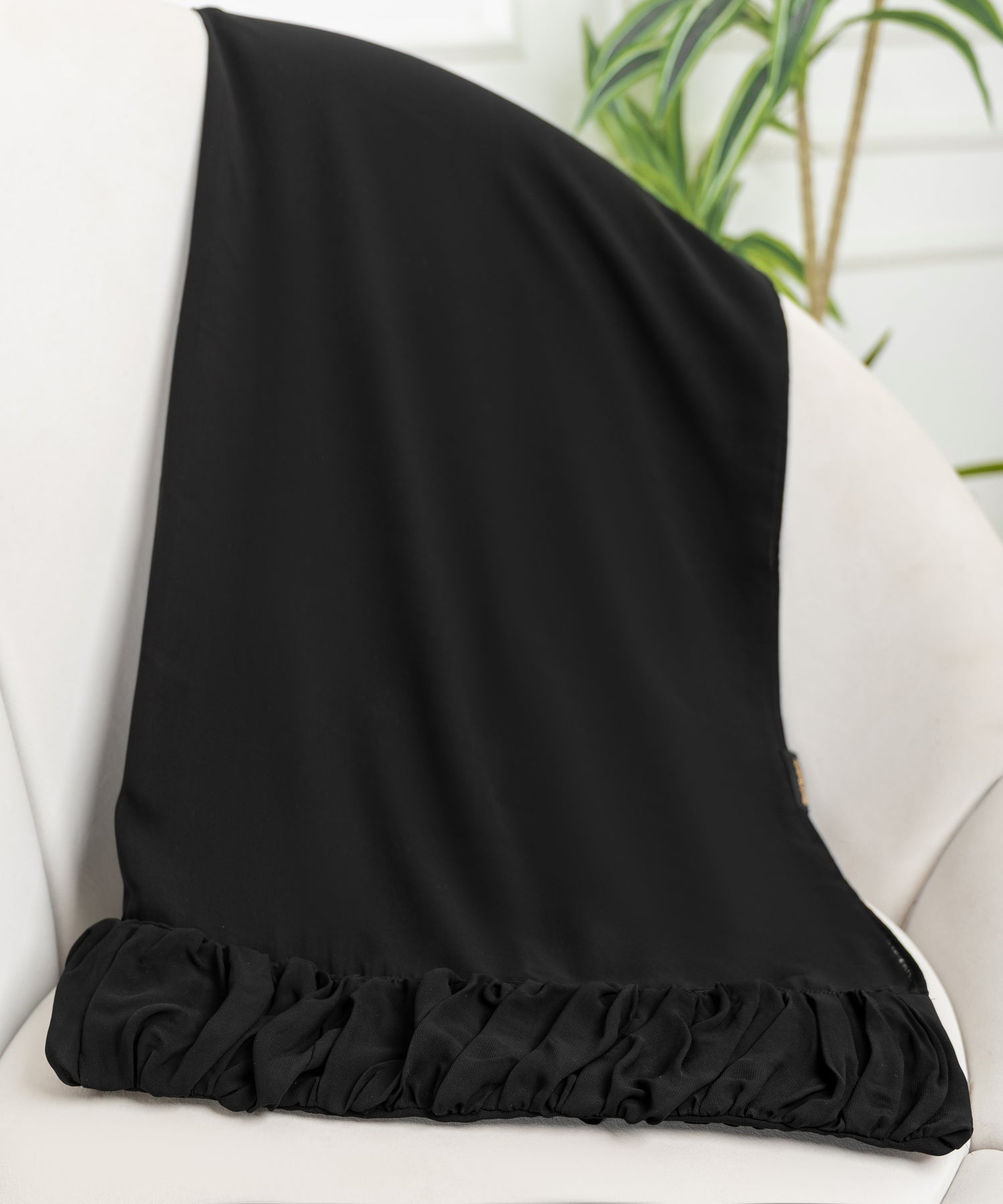 Rectangular Hijab with Draped Chiffon Edge