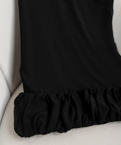 Rectangular Hijab with Draped Chiffon Edge