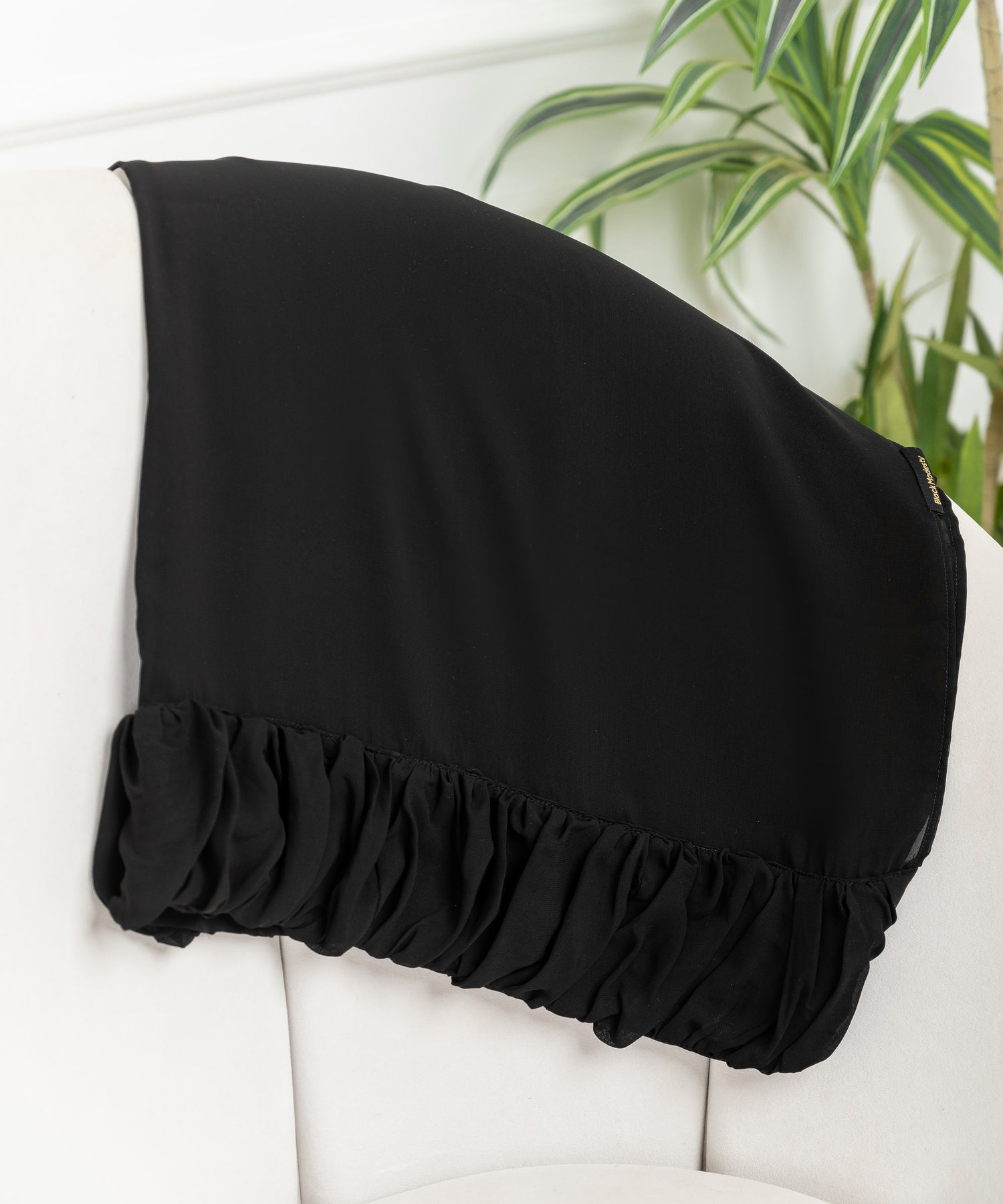 Rectangular Hijab with Draped Chiffon Edge