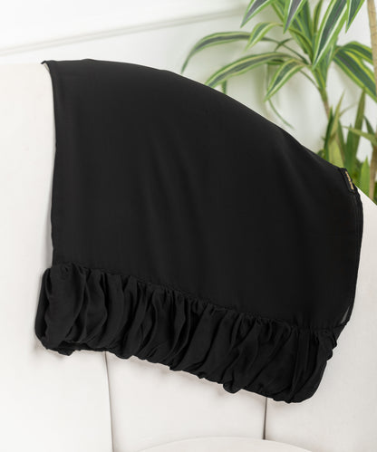 Rectangular Hijab with Draped Chiffon Edge