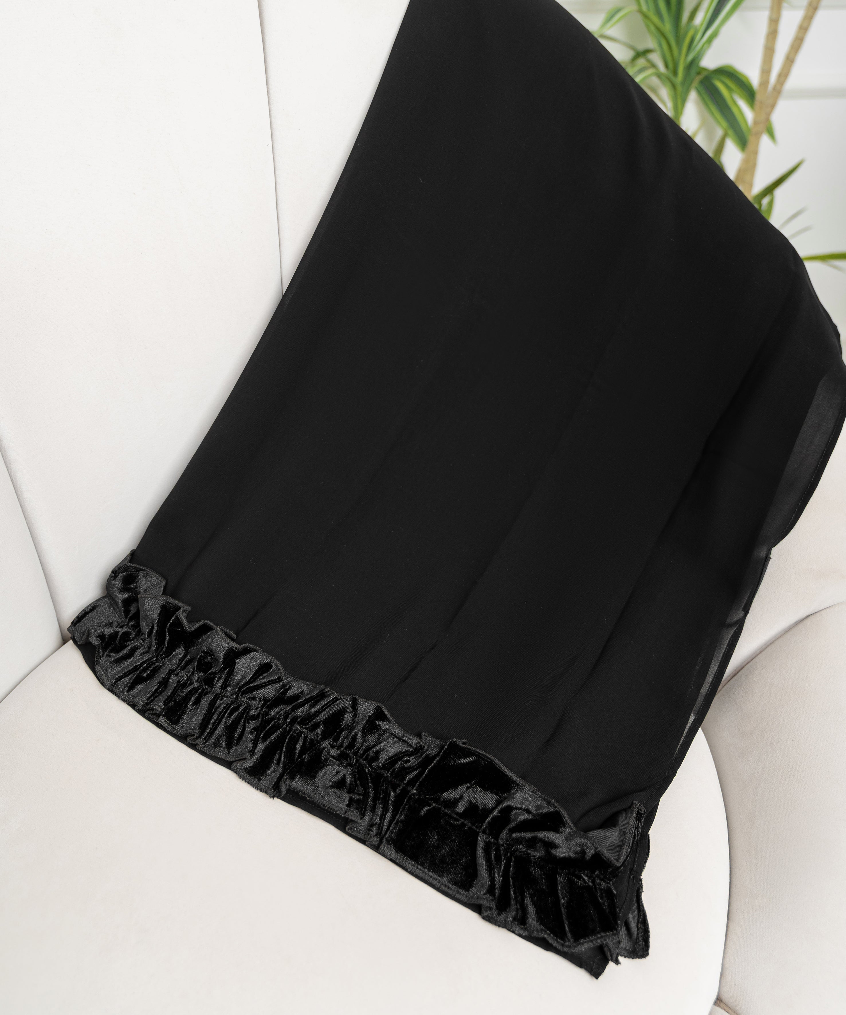 Rectangular Hijab with Velvet Edge