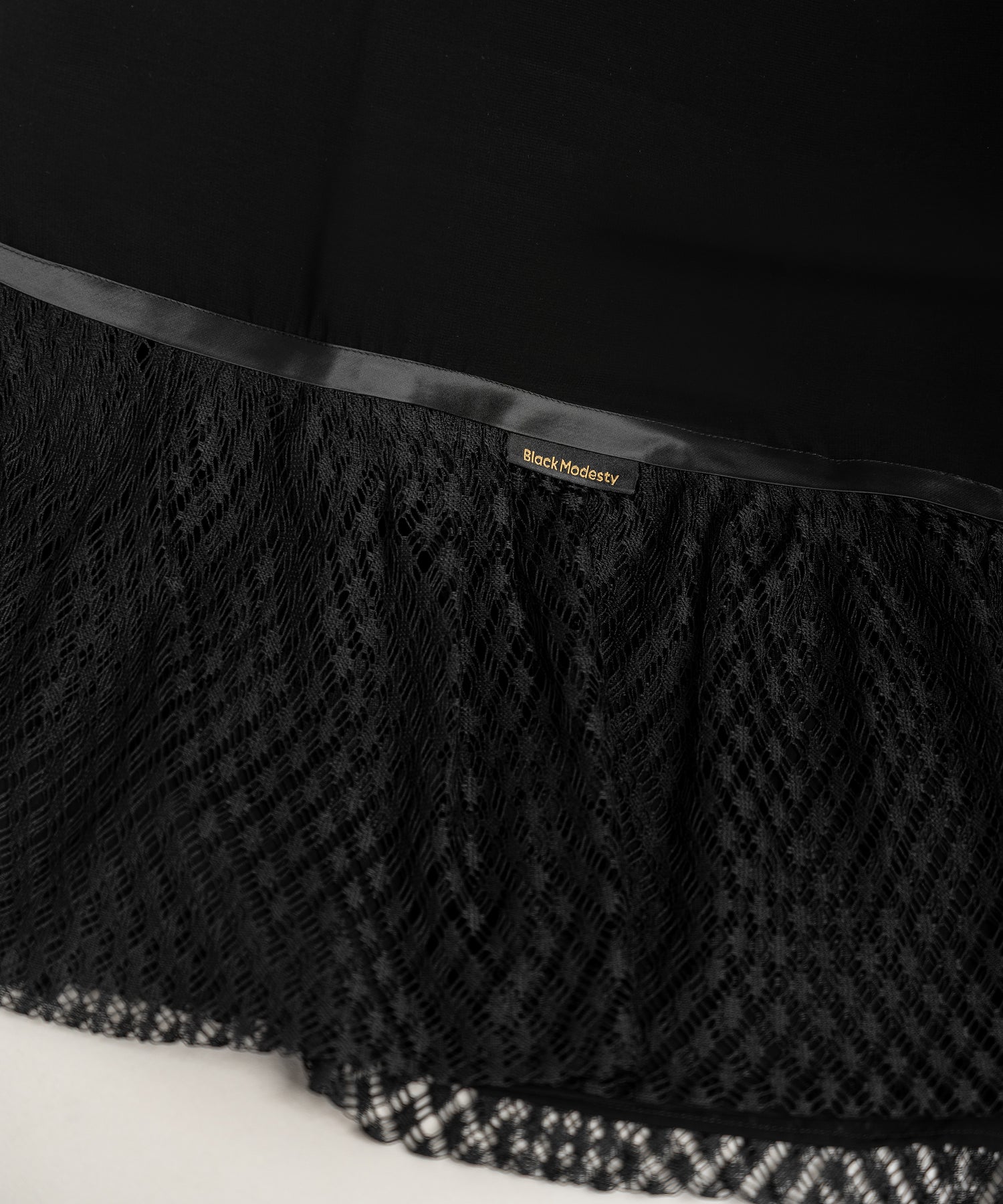 Rectangular Hijab with Soft Ruffle and Satin Ribbon Edge