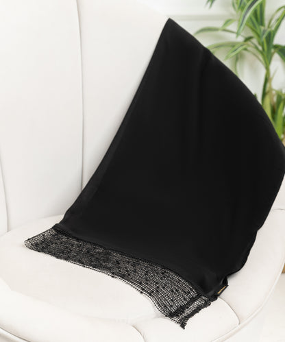 Rectangular Hijab with Mesh Velvet-Dotted Edge