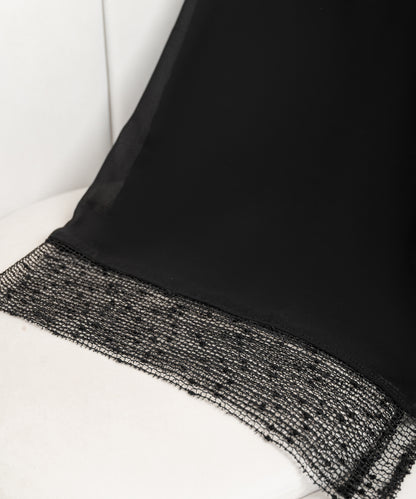 Rectangular Hijab with Mesh Velvet-Dotted Edge