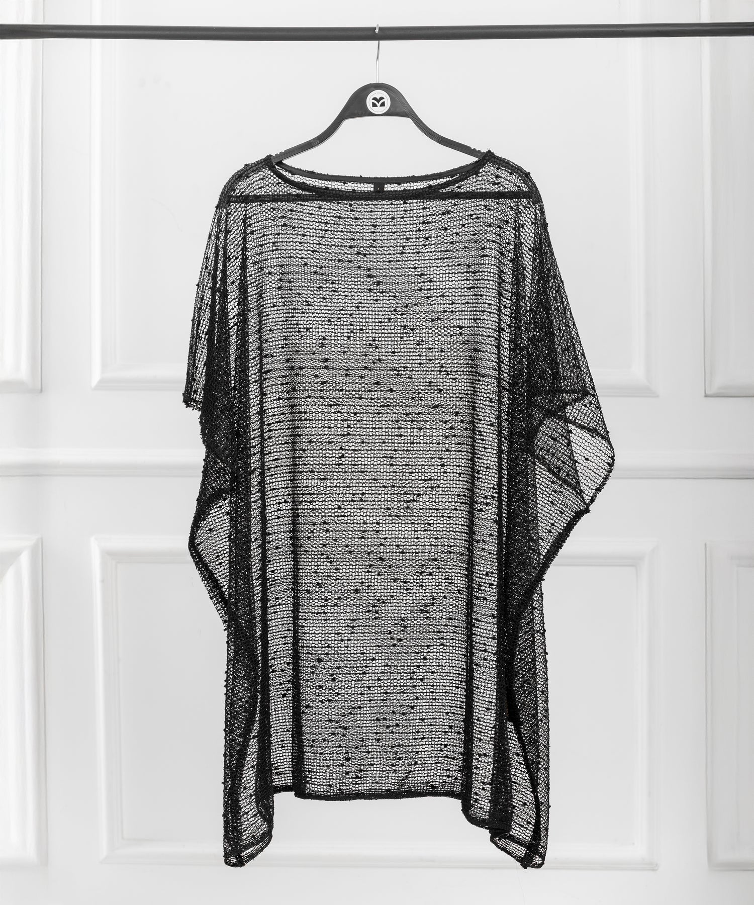 Shoulder Cape with Mesh Fabric and Velvet Dots