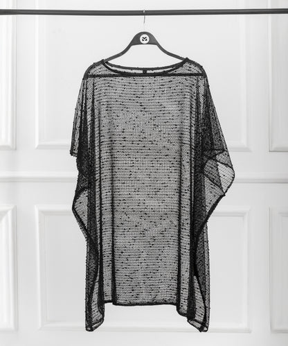 Shoulder Cape with Mesh Fabric and Velvet Dots