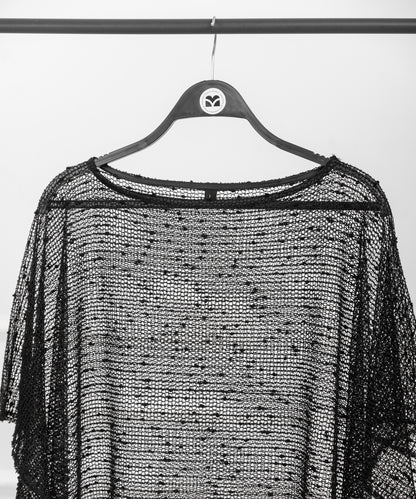 Shoulder Cape with Mesh Fabric and Velvet Dots