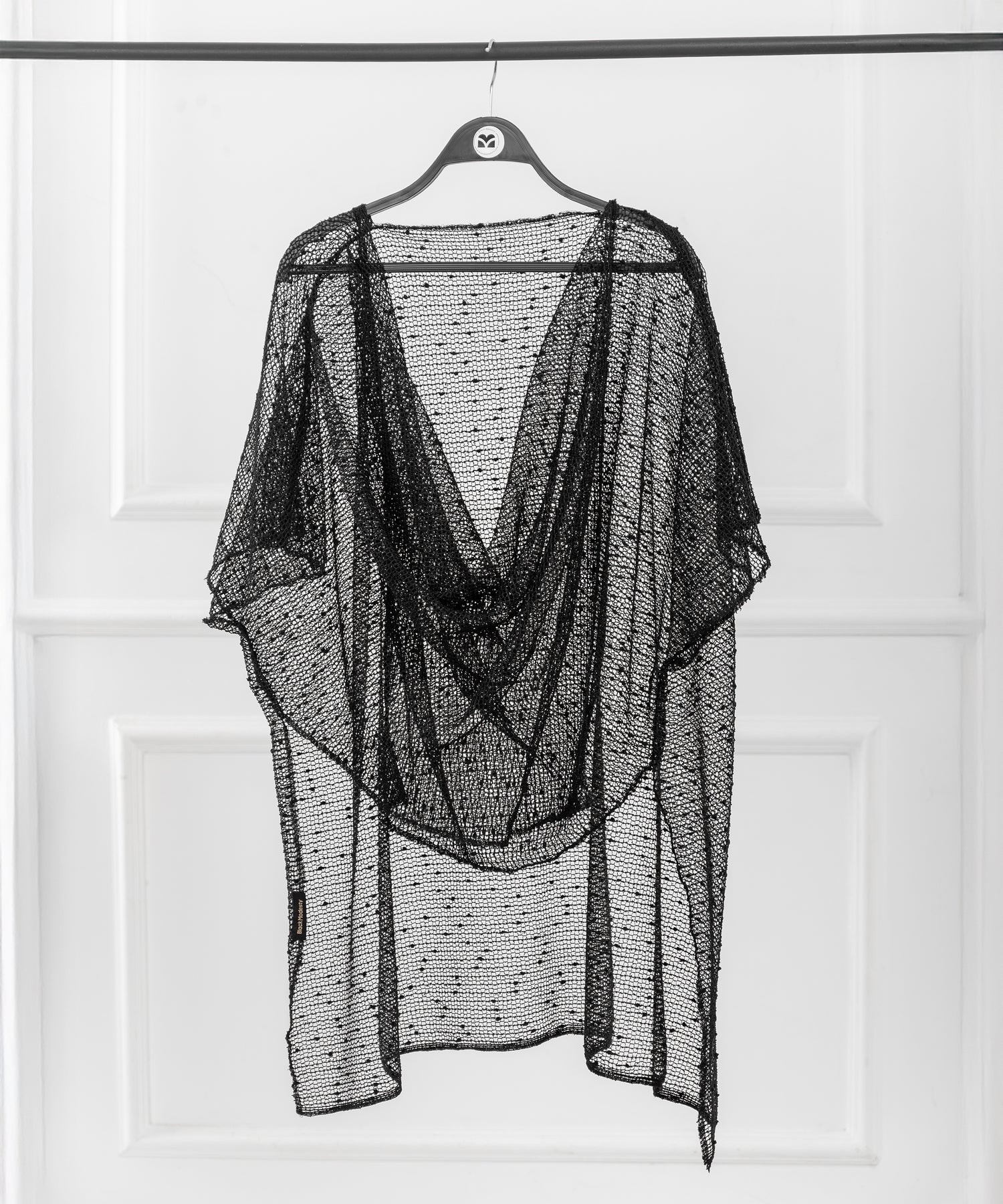 Shoulder Cape with Mesh Fabric and Velvet Dots – Front Drape Design