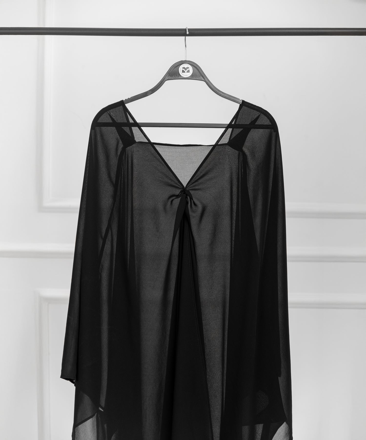 Cross-Front Chiffon Shoulder Cape with Delicate Chest Ruching