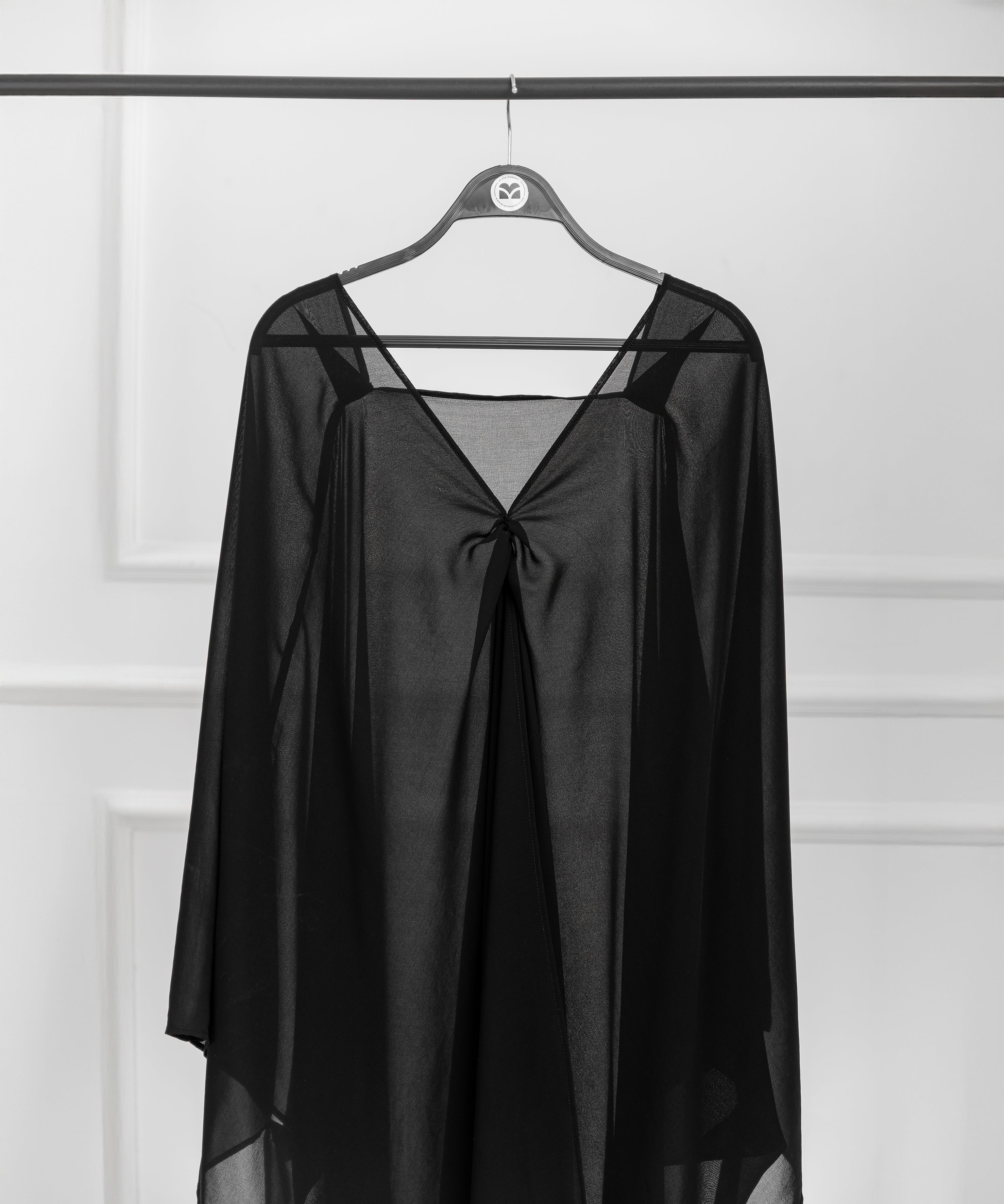 Cross-Front Chiffon Shoulder Cape with Delicate Chest Ruching