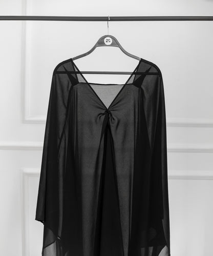 Cross-Front Chiffon Shoulder Cape with Delicate Chest Ruching