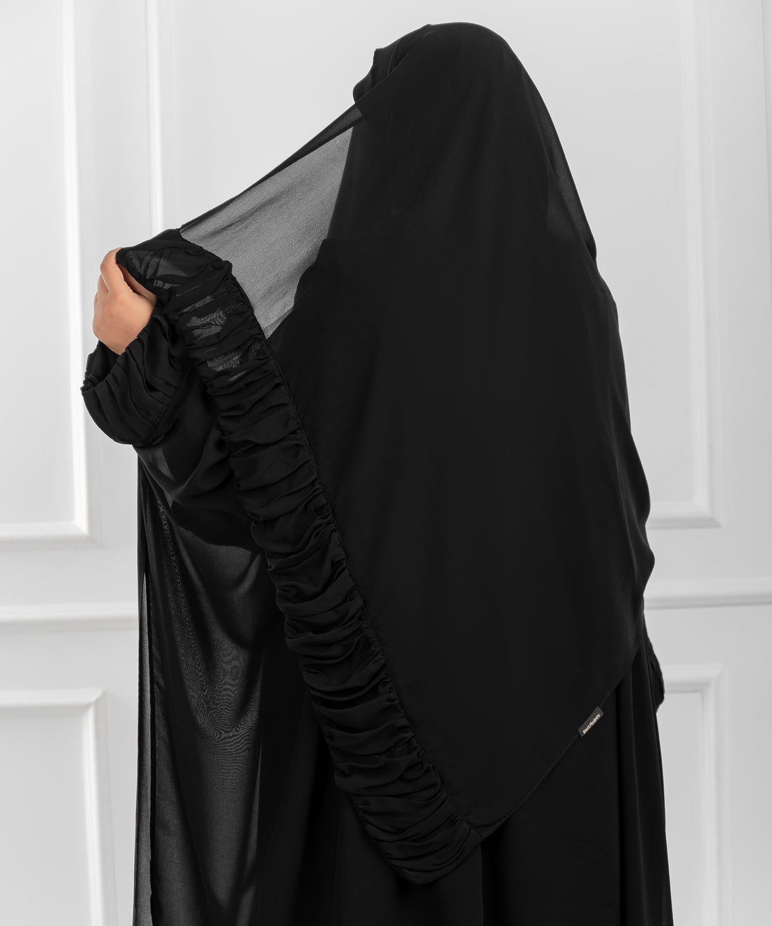 Rectangular Hijab with Draped Chiffon Edge