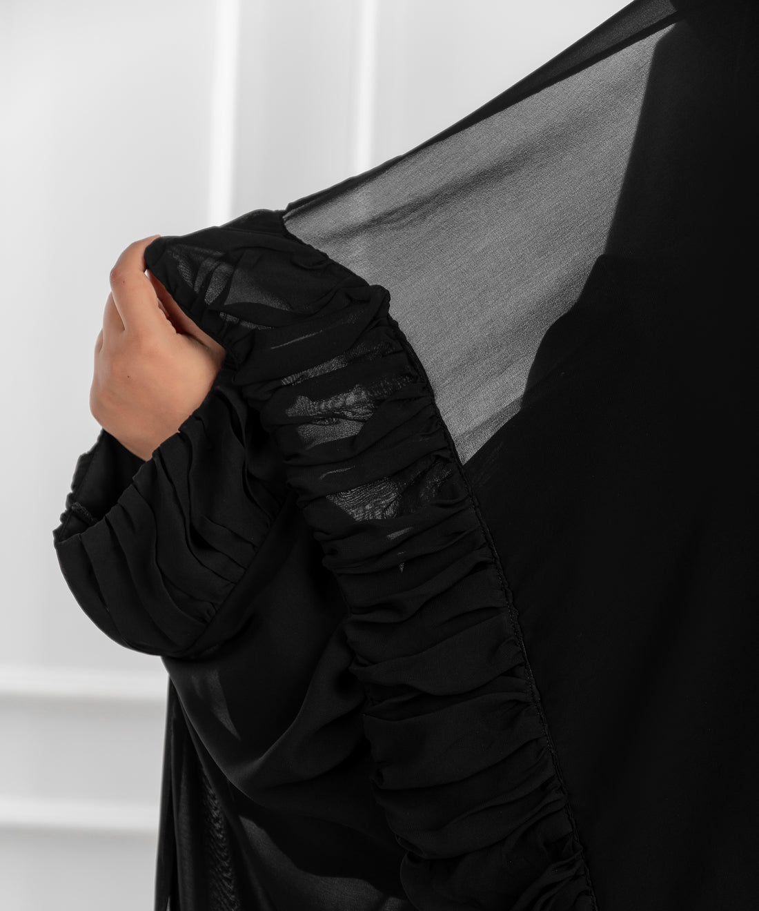 Rectangular Hijab with Draped Chiffon Edge