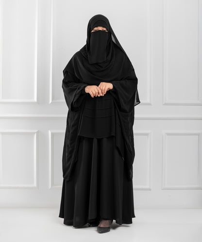 Chiffon Shoulder Cape with Horizontal Pleats