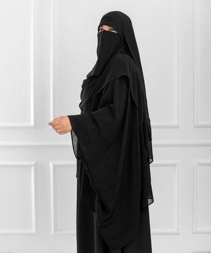 Chiffon Shoulder Cape with Horizontal Pleats