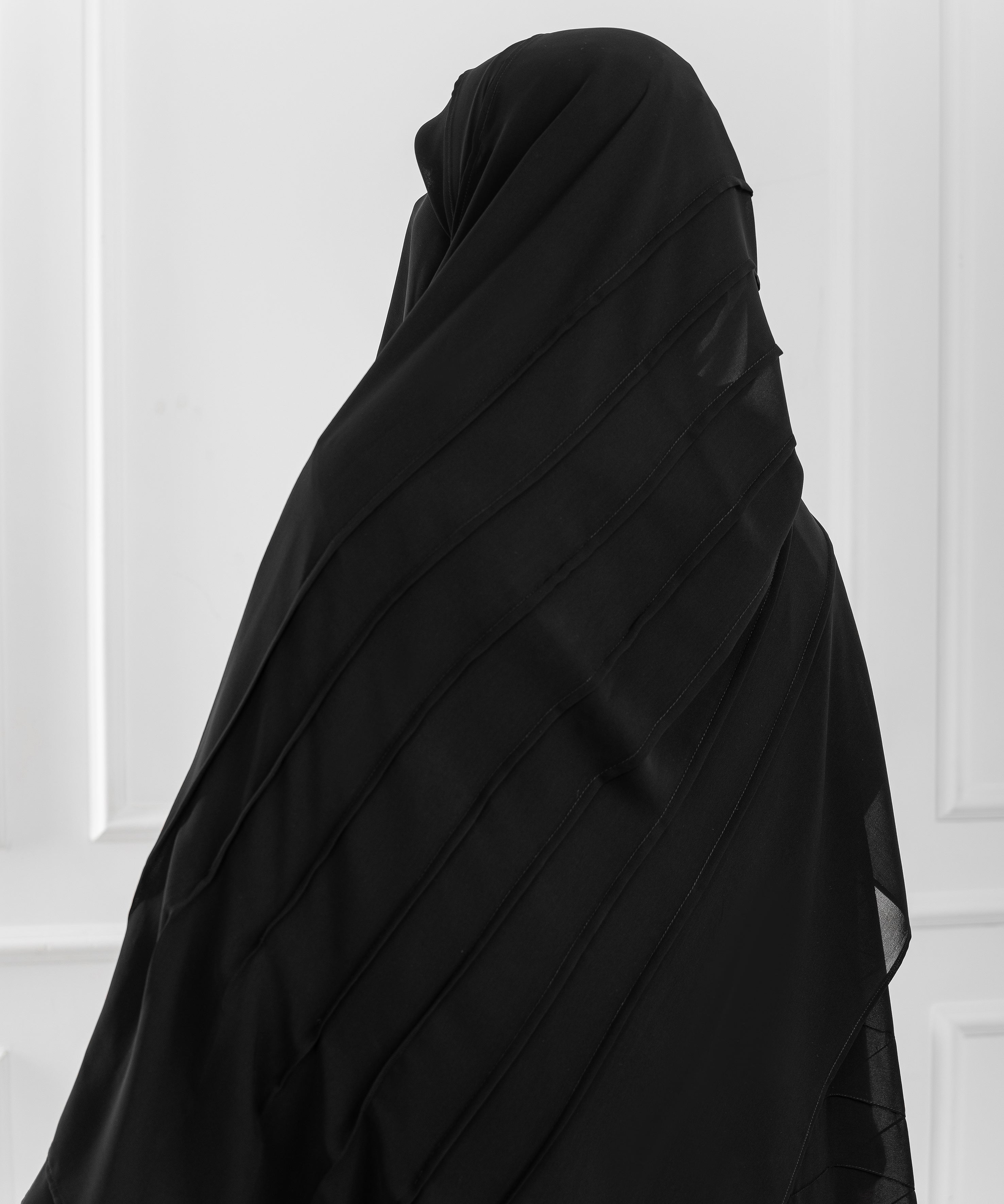 Rectangular Hijab with Wide Vertical Pleats