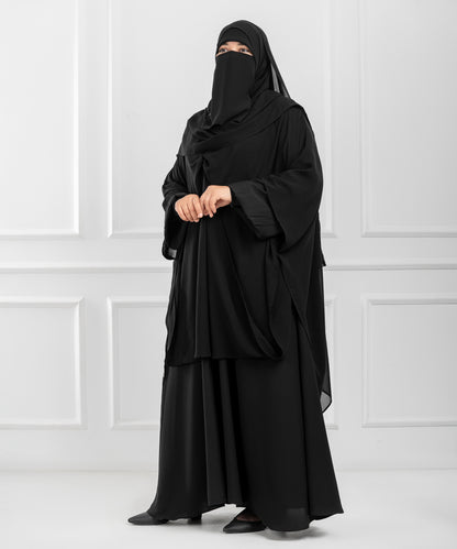 Cross-Front Chiffon Shoulder Cape with Delicate Chest Ruching